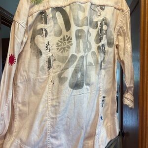 Stylish Cream Jacket with Graphic Design